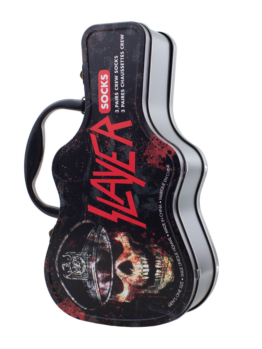 Slayer Logos Socks with Guitar Shaped Gift Tin - 3 Pairs (UK Size 6.5 - 11)
