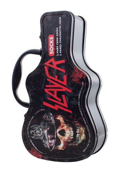 Slayer Logos Socks with Guitar Shaped Gift Tin - 3 Pairs (UK Size 6.5 - 11)