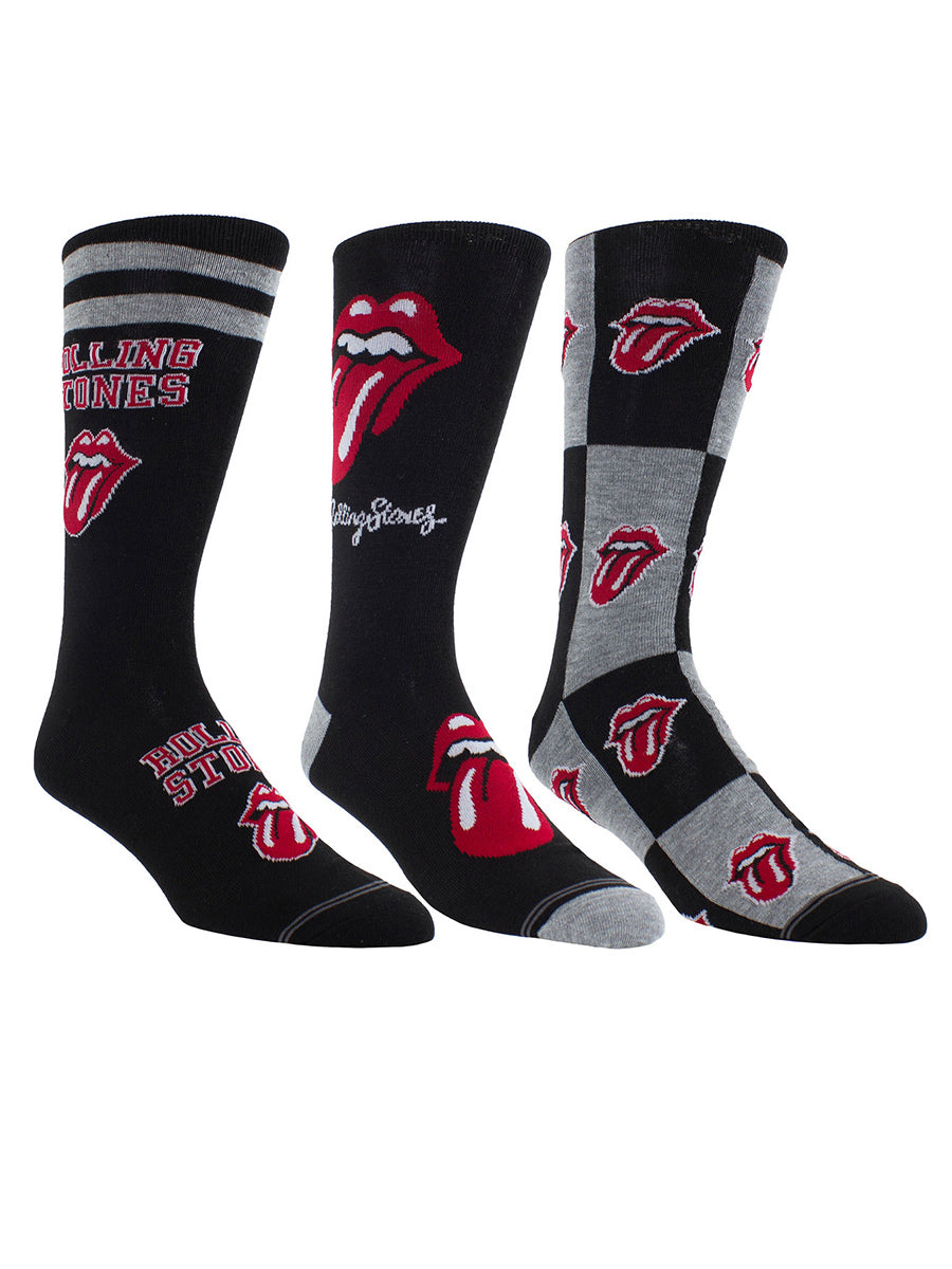 The Rolling Stones Logos Socks with Guitar Shaped Gift Tin - 3 Pairs (UK Size 6.5 - 11)