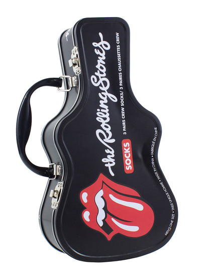 The Rolling Stones Logos Socks with Guitar Shaped Gift Tin - 3 Pairs (UK Size 6.5 - 11)