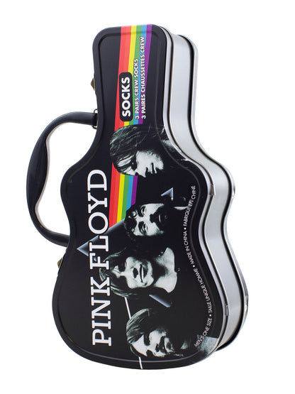 Pink Floyd Logos Socks with Guitar Shaped Gift Tin - 3 Pairs (UK Size 6.5 - 11)