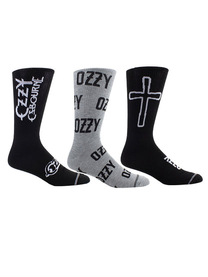 Ozzy Osbourne Logos Socks with Guitar Shaped Gift Tin - 3 Pairs (UK Size 6.5 - 11)
