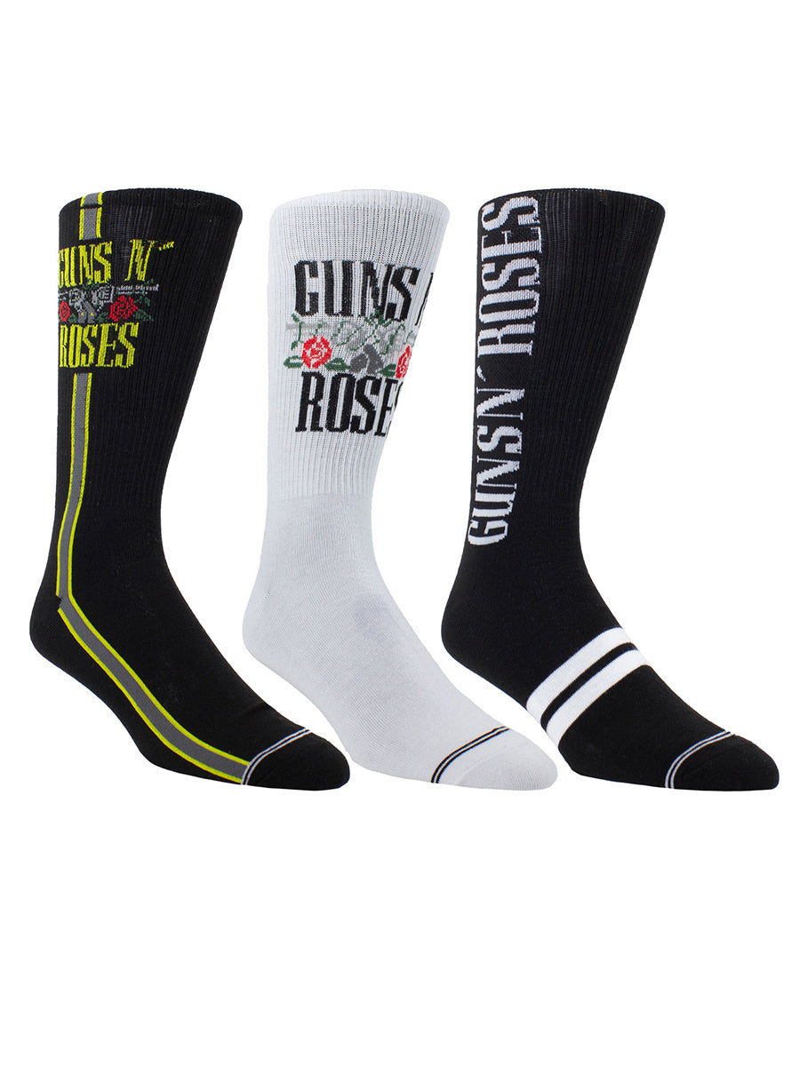 Guns N' Roses Logos Socks with Guitar Shaped Gift Tin - 3 Pairs (UK Size 6.5 - 11)