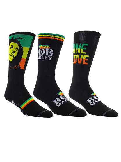 Bob Marley Logos Socks with Guitar Shaped Gift Tin - 3 Pairs (UK Size 6.5 - 11)