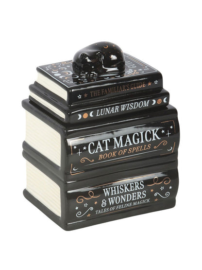 Black Cat Book Stack Oil Burner with Cat