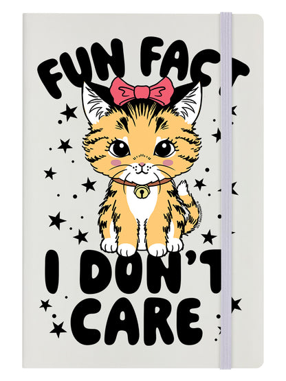 Kitsch Kitten Fun Fact I Don't Care Cream A5 Hard Cover Notebook