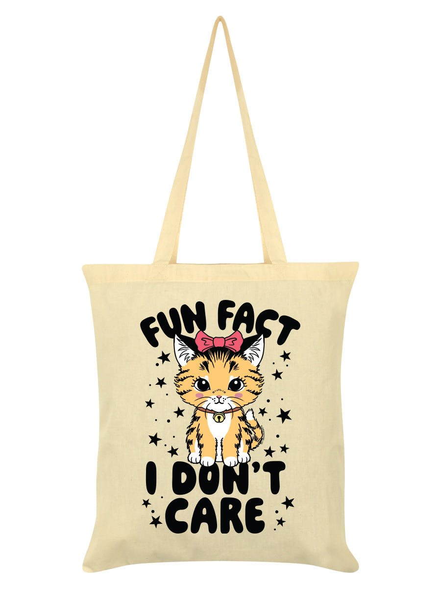 Kitsch Kitten Fun Fact I Don't Care Cream Tote Bag