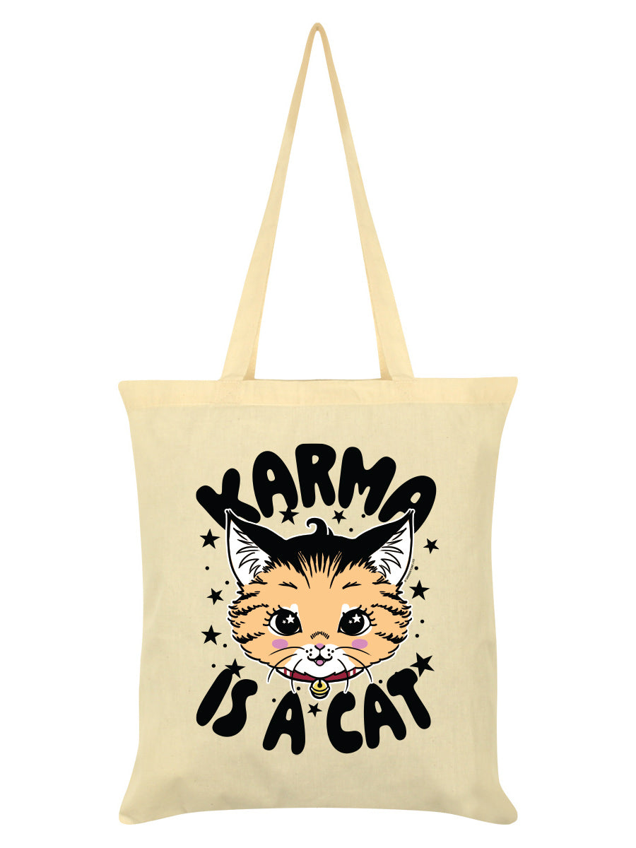 Kitsch Kitten Karma Is A Cat Cream Tote Bag