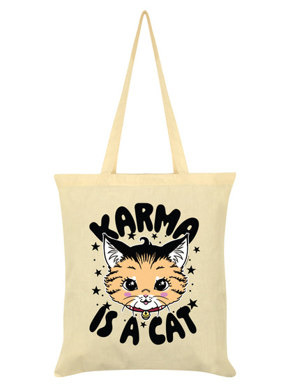 Kitsch Kitten Karma Is A Cat Cream Tote Bag