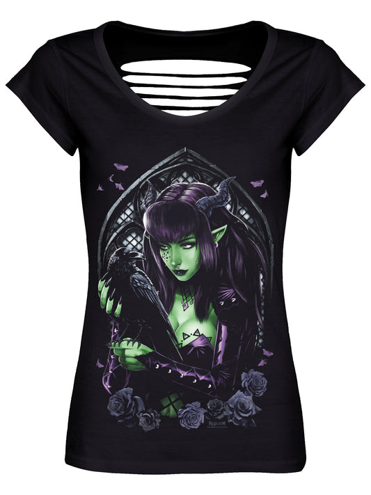 Requiem Collective Raven Ladies Black Razor Back T-Shirt