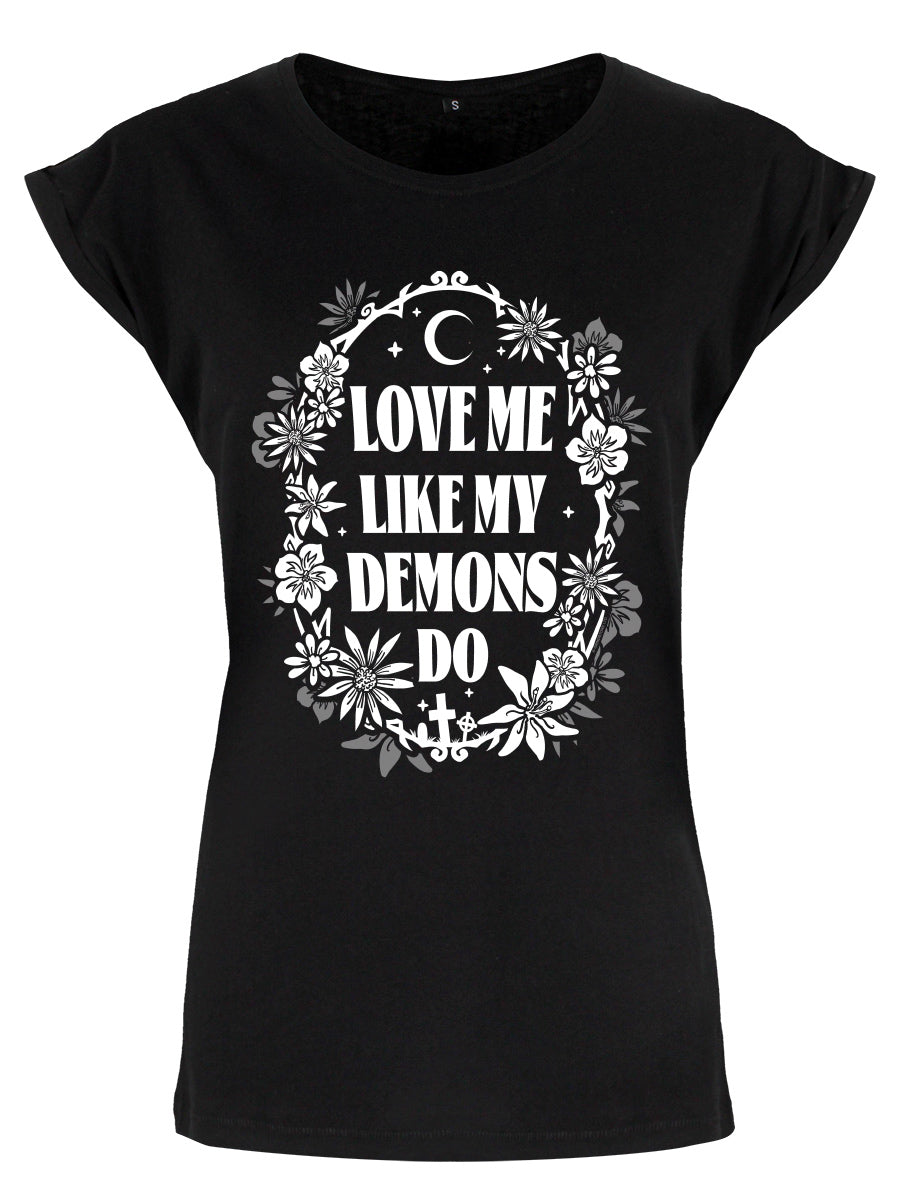 Love Me Like My Demons Do Ladies Premium Black T-Shirt