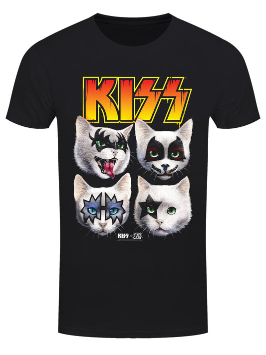 KISS x Horror Cats Feline Four Men's Black T-Shirt
