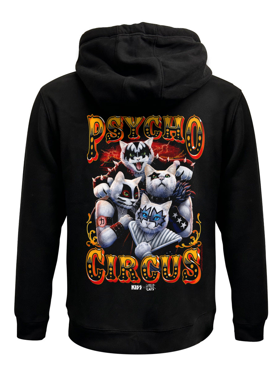 KISS x Horror Cats Psycho Circus Black Zipped Premium Hoodie