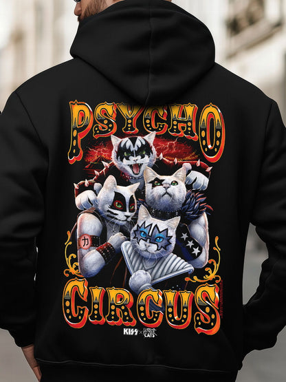 KISS x Horror Cats Psycho Circus Black Zipped Premium Hoodie