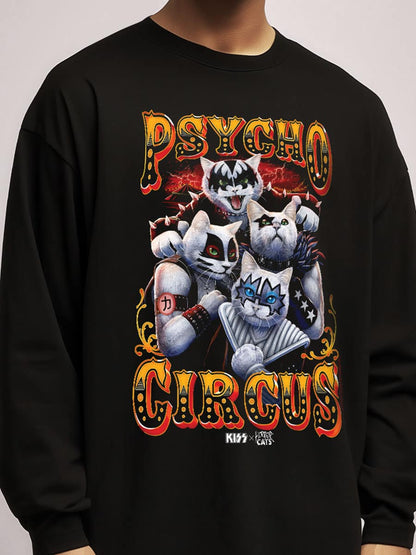KISS x Horror Cats Psycho Circus Black Long Sleeve T-Shirt