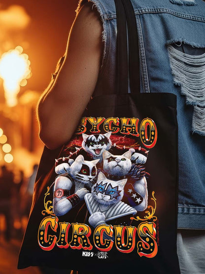 KISS x Horror Cats Psycho Circus Black Tote Bag