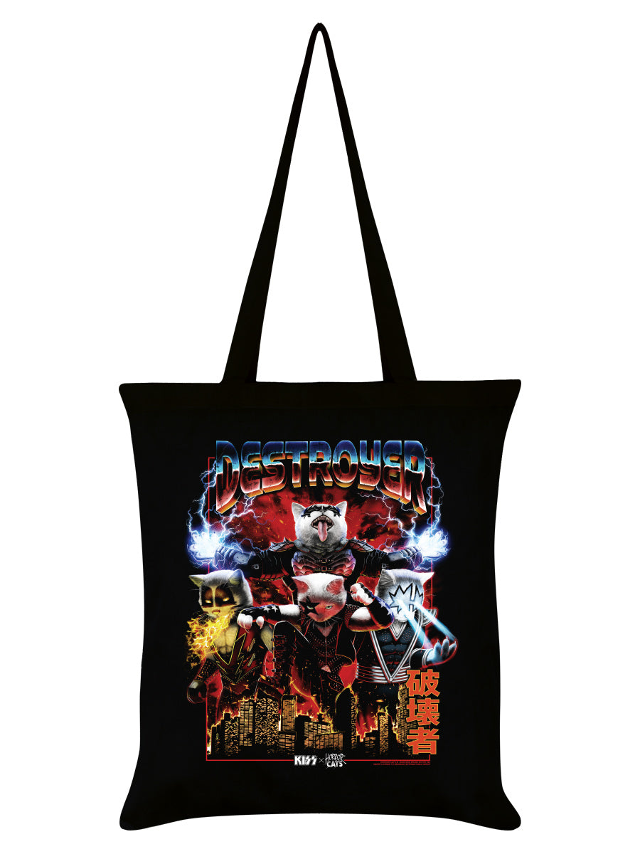 KISS x Horror Cats Destroyer Black Tote Bag