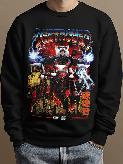 KISS x Horror Cats Destroyer Black Sweatshirt