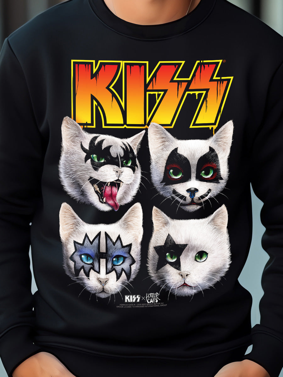 KISS x Horror Cats Feline Four Black Sweatshirt