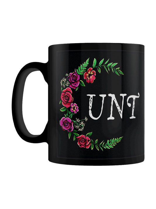 Floral Cunt Black Mug