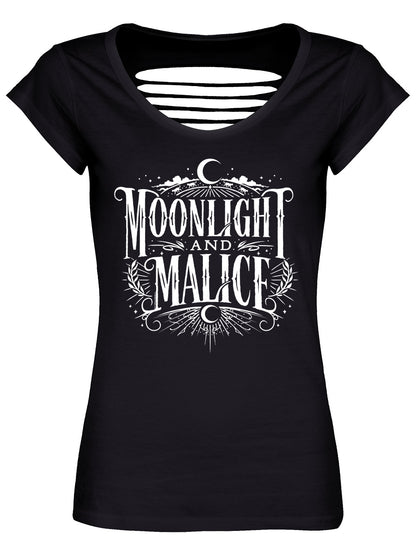 Moonlight And Malice Ladies Black Razor Back T-Shirt