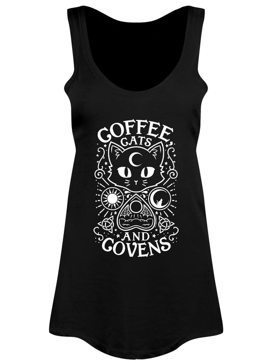 Coffee, Cats & Covens Ladies Black Floaty Vest