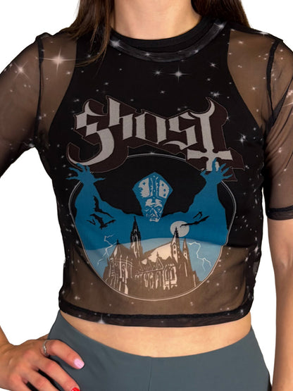 Ghost Opus Ladies Black Mesh Crop Top