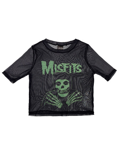 Misfits Green Hands Ladies Black Mesh Crop Top
