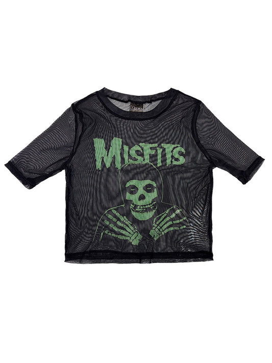 Misfits Green Hands Ladies Black Mesh Crop Top
