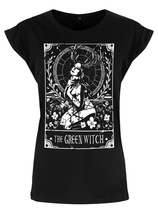 Deadly Tarot - The Green Witch Ladies Premium Black T-Shirt