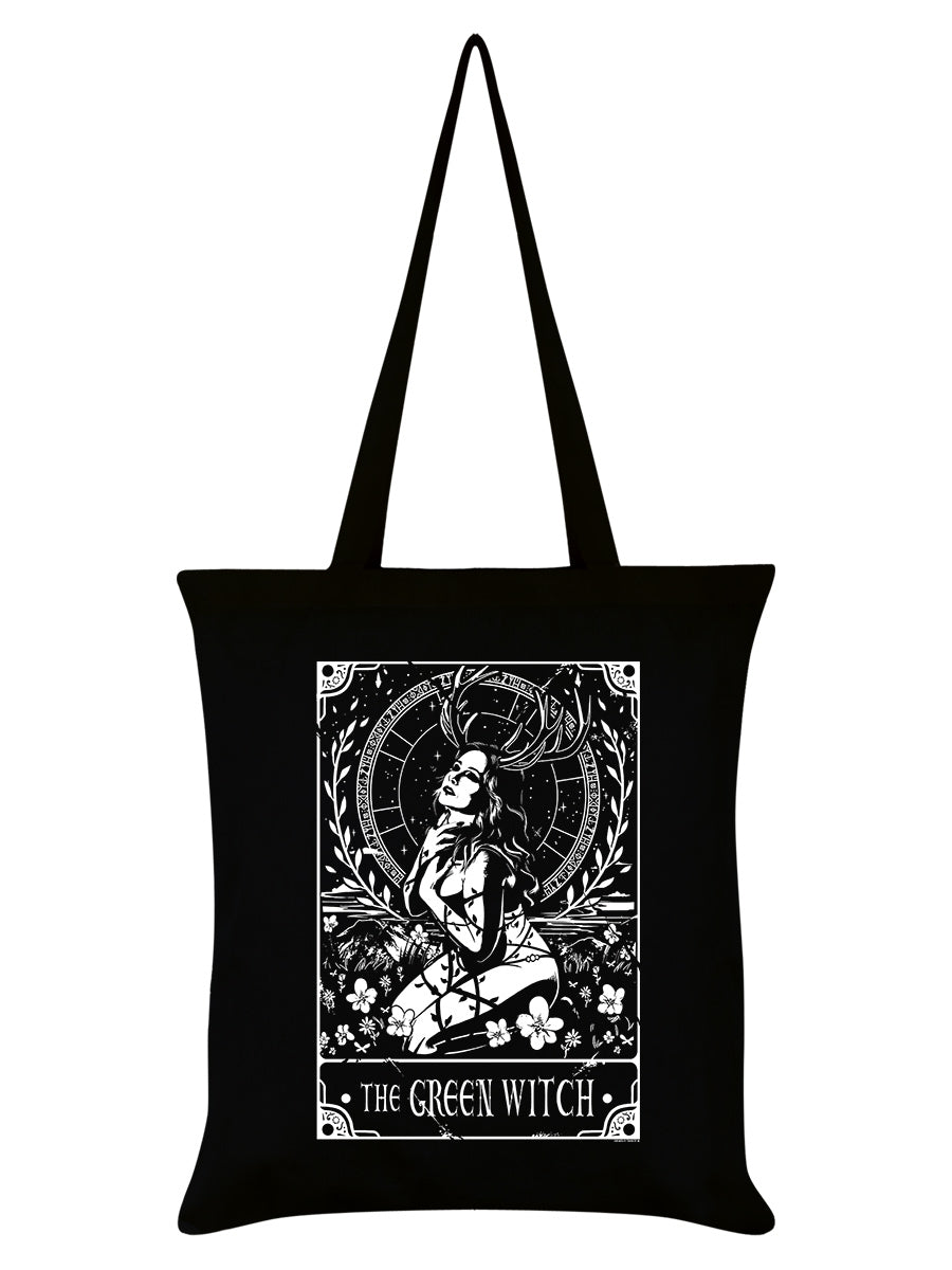 Deadly Tarot - The Green Witch Black Tote Bag