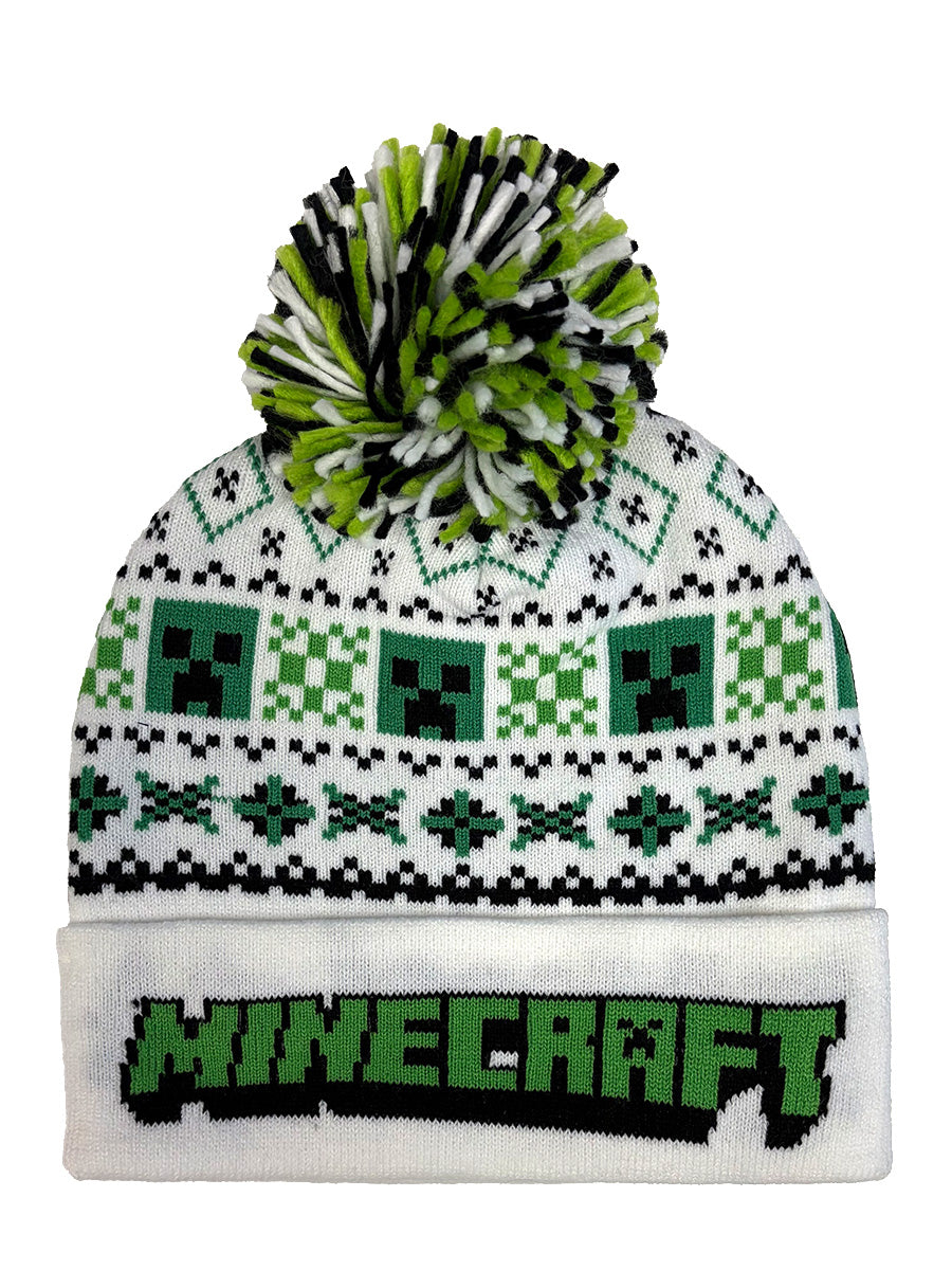 Minecraft White Ski Pom Beanie
