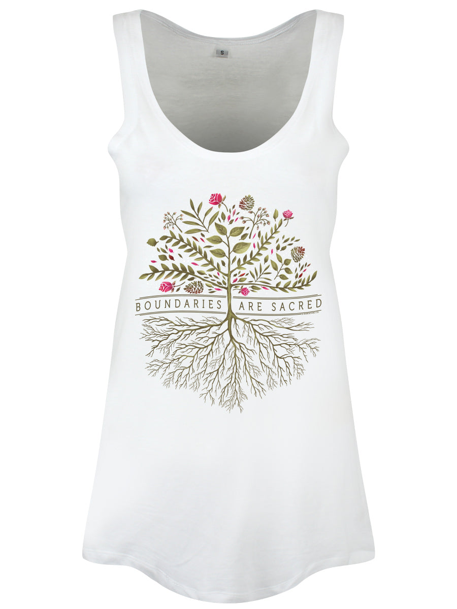 Boundaries Are Sacred Ladies White Floaty Vest