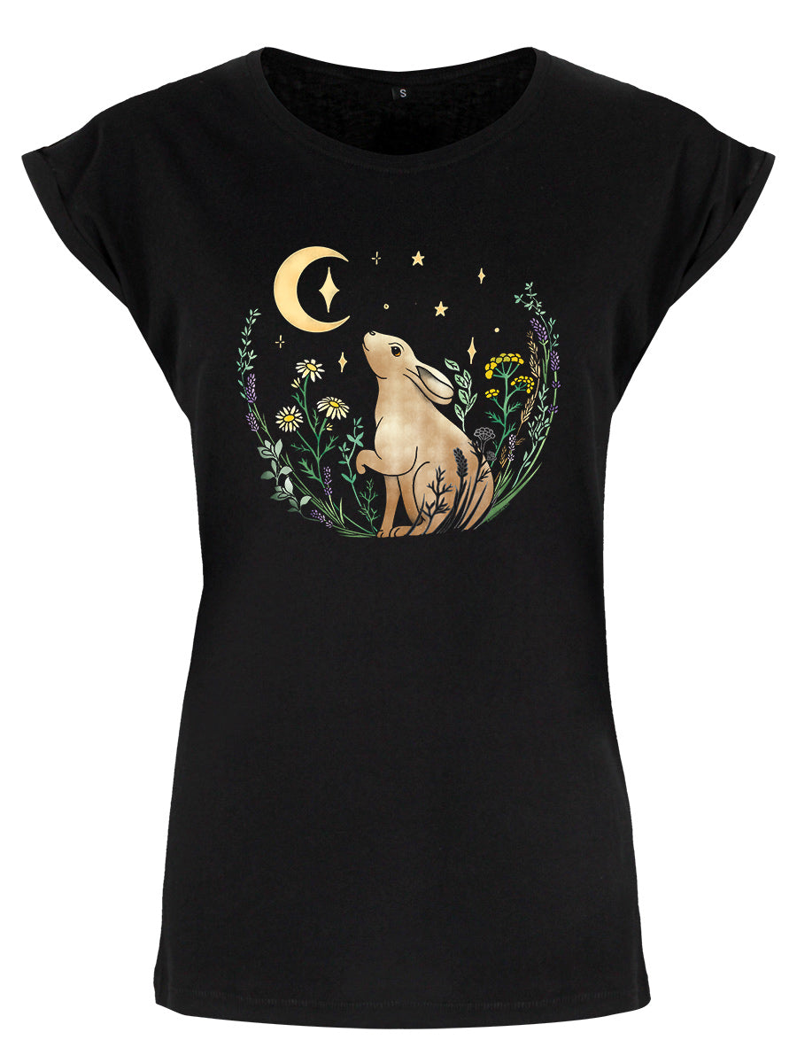 Moon Gazer Ladies Premium Black T-Shirt
