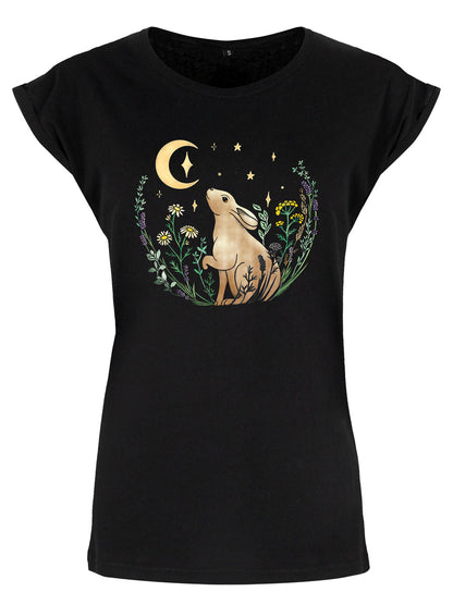Moon Gazer Ladies Premium Black T-Shirt