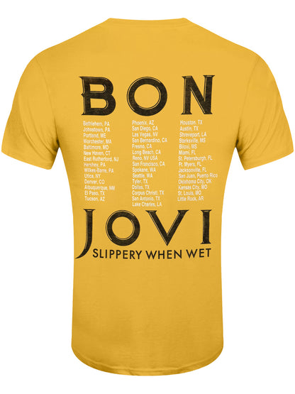 Bon Jovi Tour '87 Road Sign Men's Yellow T-Shirt