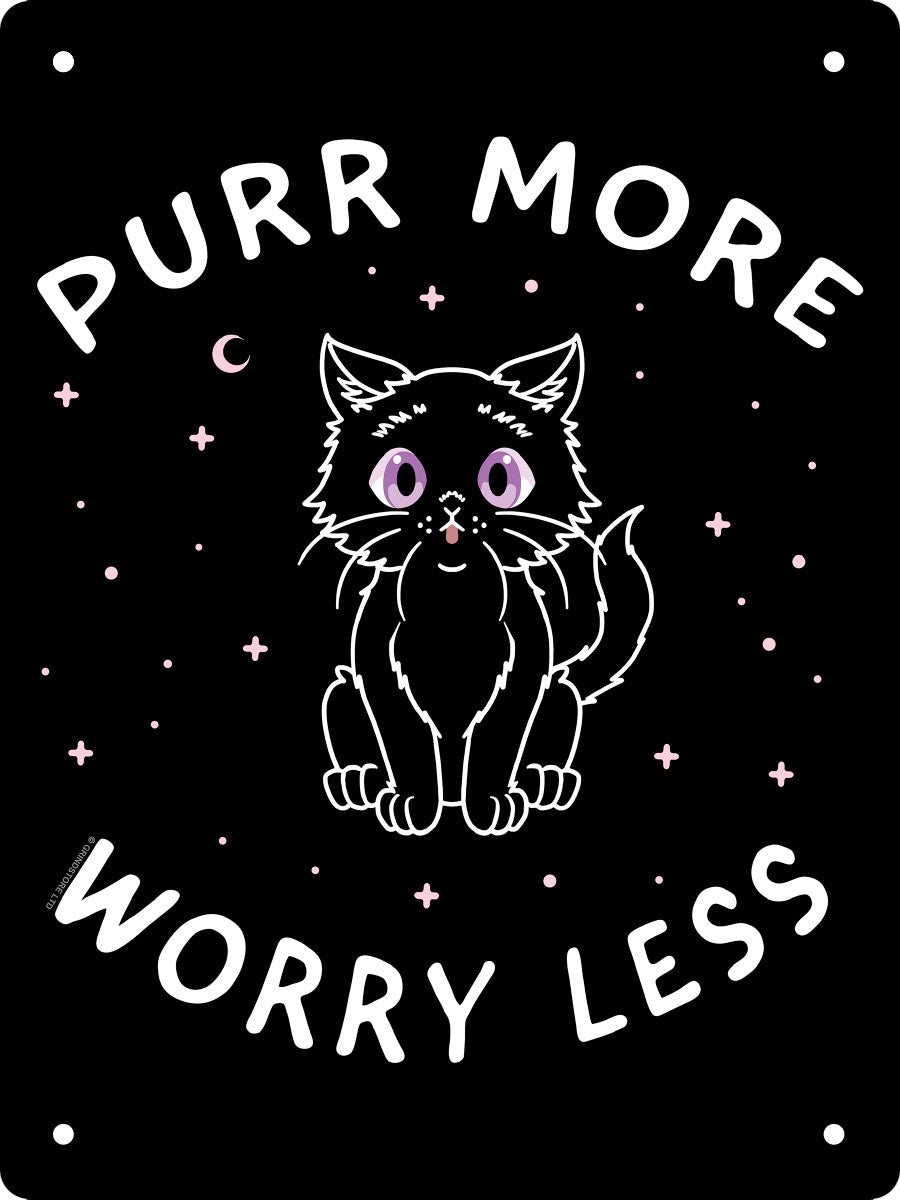 Little Shadow Purr More Worry Less Mini Tin Sign
