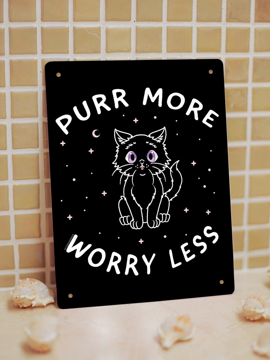 Little Shadow Purr More Worry Less Mini Tin Sign