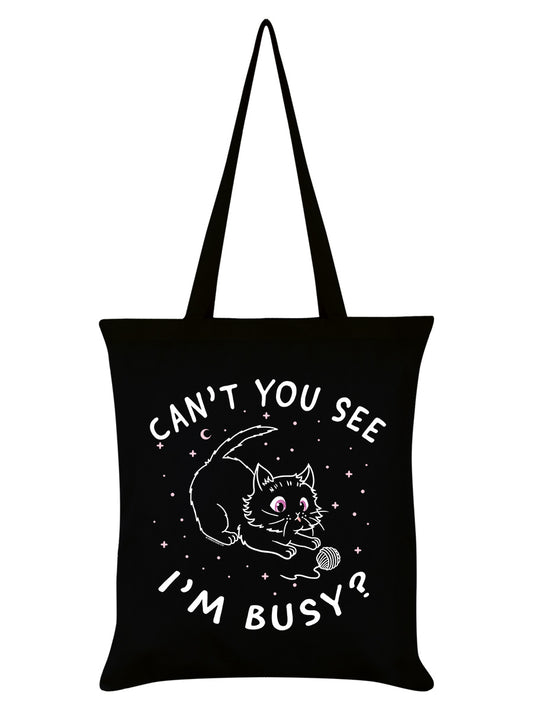 Little Shadow Busy Cat Black Tote Bag
