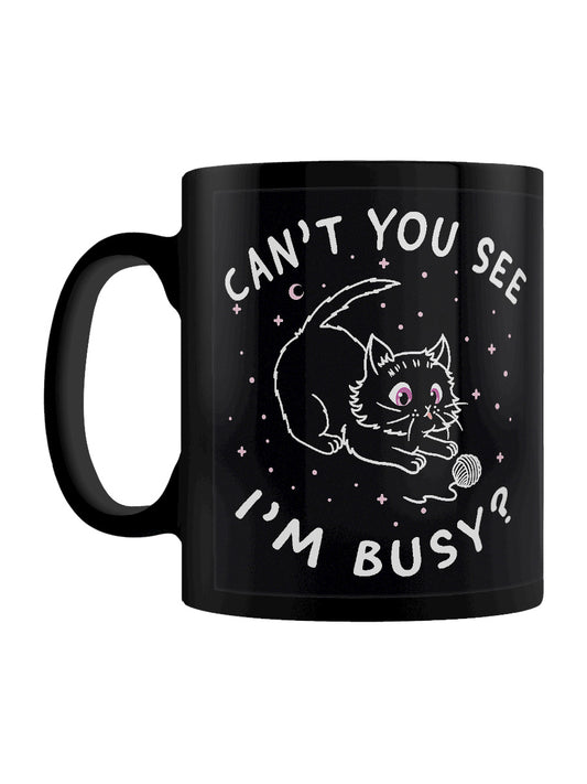 Little Shadow Busy Cat Black Mug
