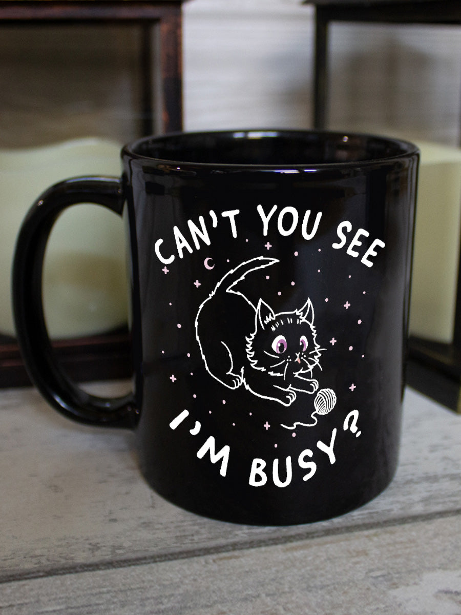 Little Shadow Busy Cat Black Mug