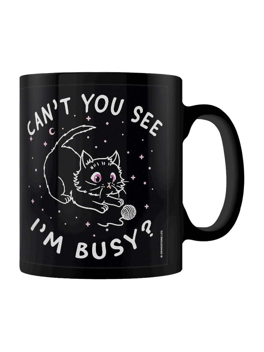 Little Shadow Busy Cat Black Mug