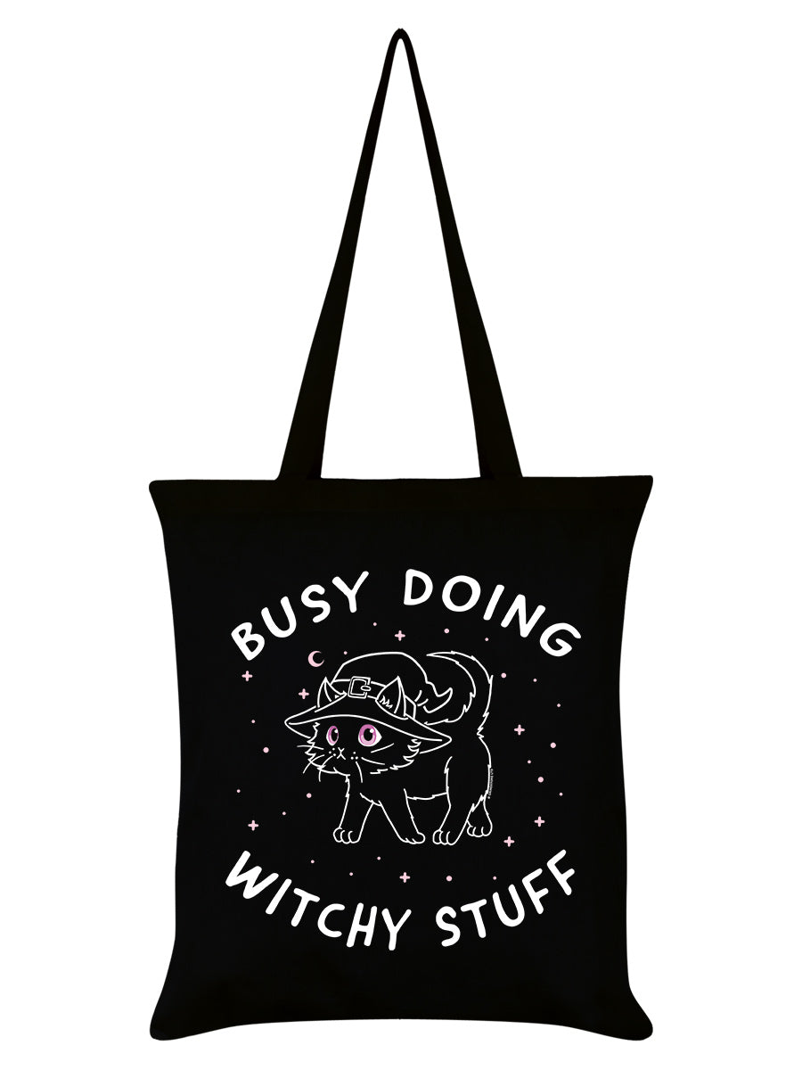 Little Shadow Witchy Cat Black Tote Bag
