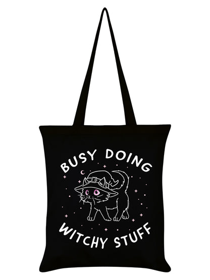 Little Shadow Witchy Cat Black Tote Bag