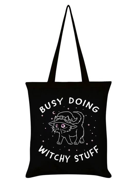 Little Shadow Witchy Cat Black Tote Bag