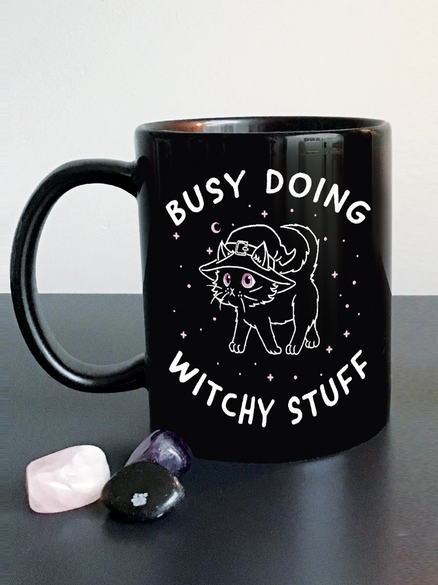 Little Shadow Witchy Cat Black Mug