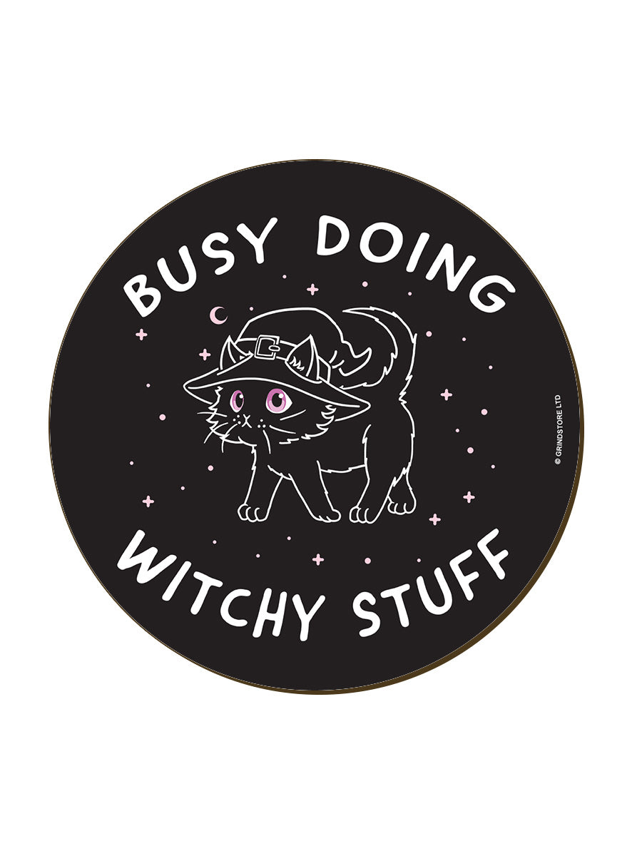 Little Shadow Witchy Cat Circular Coaster