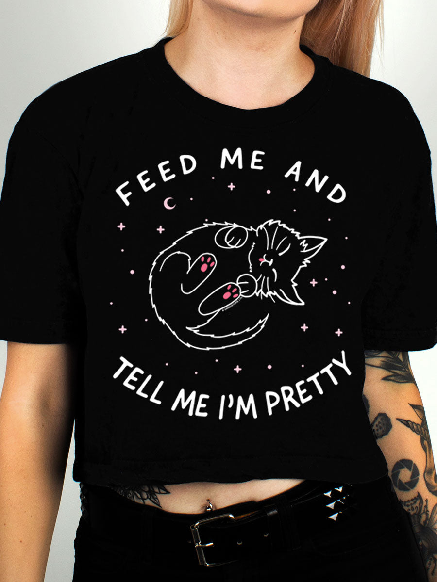 Little Shadow Feed Me And Tell Me I'm Pretty Black Crop Top