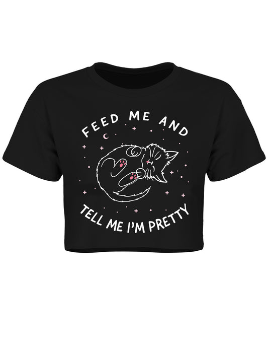 Little Shadow Feed Me And Tell Me I'm Pretty Black Crop Top