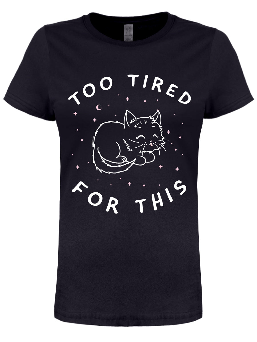 Little Shadow Tired Cat Ladies Black T-Shirt